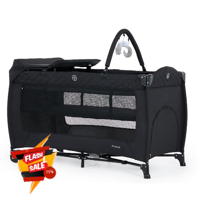 Puggle Easy Fold Luxe 3 In 1 Luxe Travel Cot & Playpen (125 * 65 * 74)