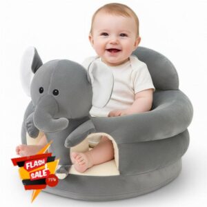 Baby Sit Up Chair Cute Cartoon Grey Elephant Infant Sit Up Chair Plush Sofa for Bedroom Living Room Nursery Apartment Floor Seats Loungers