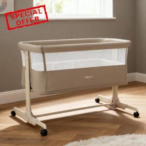 Babymore Neera Bedside Crib - Khaki