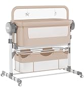 Oubeauou Baby Bedside Bassinet, 4 in 1 Portable Crib with Automatic Swing, Remote Control, Adjust...
