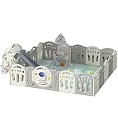 Baby Playen with Slide Basketball Hoop, 14+2 Panel Safety Fence, High-Density PE Material, 154x18...