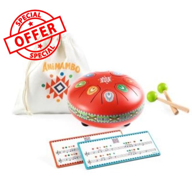 Djeco musical instrument toy - Animambo tongue drum red 8 notes FSC