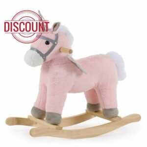 Puggle Plush Wooden Rocking Pegasus Horse with Sounds - Pink (18 Months - 3 Years)