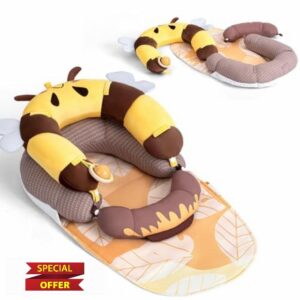 LADIDA 4-in-1 Baby Tummy Time Pillow & Seated Support Playmat