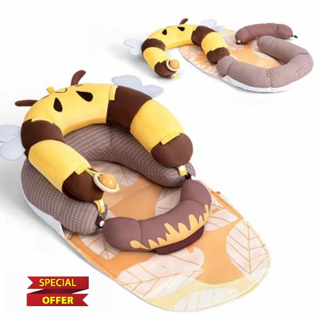 LADIDA 4-in-1 Baby Tummy Time Pillow & Seated Support Playmat