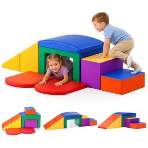 6Pcs Soft Foam Climbing Blocks for Toddlers Indoor Play Build Set                                                          Hook & Loop Fasteners