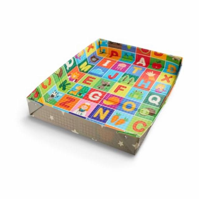 2-in-1 Foldable Baby Play Mat with Side Walls – Foam Alphabet Play Mat 120x150cm – Soft Cushioned Baby Floor Mat for Crawling