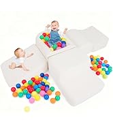 GYMAX Soft Play Equipment, 5 Pieces Kids Activity Set with Ball Pit, Baby Soft Foam Blocks Intera...