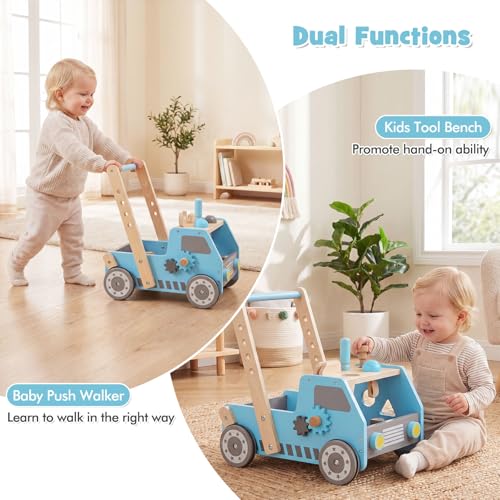 Toddler Learning Walker with Toy Tool Bench