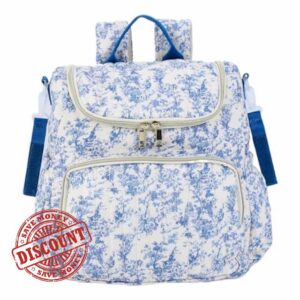 Floral Nappy Changing Bag Backpack Cotton Quilted Diaper Rucksack for Mums Baby Travel Backpack with Stroller Strap