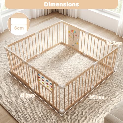 Adjustable Multi-Shape Toddler Fence with Locking Gate and Montessori Toys
