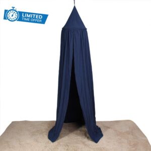 Tnfeeon Round Dome Bed Canopy Soft Cotton Princess Curtains for Reading Play Space Easy Install with Steel Ring Hooks 94.5 Inch Height 19.7 Inch Diameter Bed Hanging Tent in Nursery (Blue)