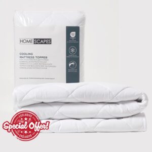 HOMESCAPES Cooling Cot Mattress Topper 60x120cm Set of 2 – Cool Touch Breathable Quilted Cot Mattress Pads for Baby & Toddler