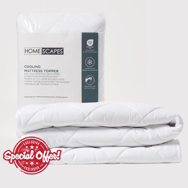 HOMESCAPES Cooling Cot Mattress Topper 60x120cm Set of 2 – Cool Touch Breathable Quilted Cot Mattress Pads for Baby & Toddler