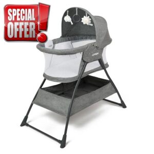 Puggle Sleepy Vibrating Side Crib & Moses Basket - Anthracite