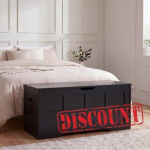 Vida Designs Storage Ottoman | Black | 100W cm | Shaker Style | Cut-Out Handle | Easy Assembly | Space-Saving | Modern Bedroom Living Room Hallway Furniture Storage Toy Box Uni