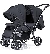 Maxmass Baby Stroller, Foldable Baby Pushchair with Adjustable Canopy & Backrest and Storage Bask...