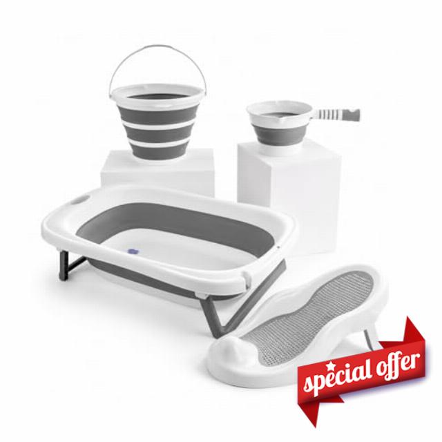 simpa 4PC Baby Bath Set: Including Foldable Baby Bath Tub