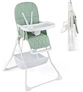 GYMAX High Chairs for Babies and Toddlers, Foldable Adjustable Highchairs with Detachable Tray, F...