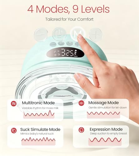 Wearable Portable Breast Pumps 4 Modes 9 Levels for Work