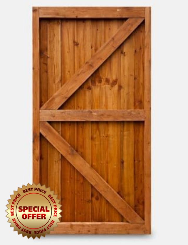 Super Heavy Duty Wooden Garden Gate Made to Measure – Pressure Treated Timber Featheredge Closeboard Pedestrian Gate (Height 177cm x Width 89cm)