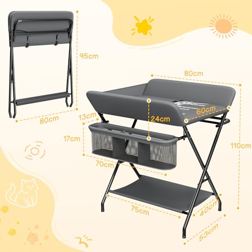 Portable Infant Care Table with Large Storage Bags & Racks