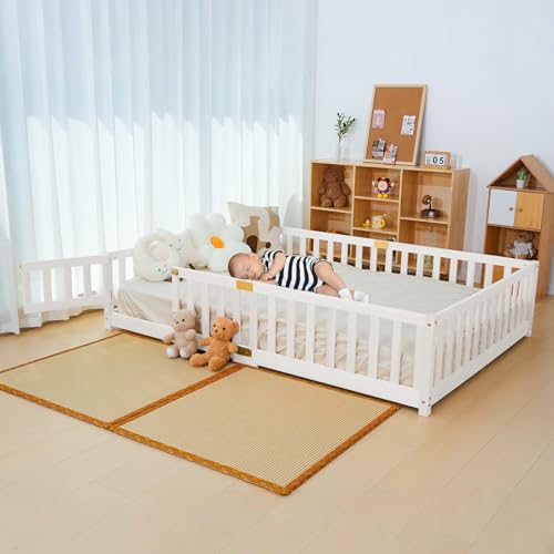 Solid Pine Wood Double Size Bed Frame for Toddlers 1-3 Years Old