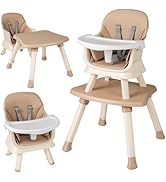 GYMAX 6 in 1 High Chairs, Convertible Baby Dining Highchair with Adjustable and Removable Tray & ...