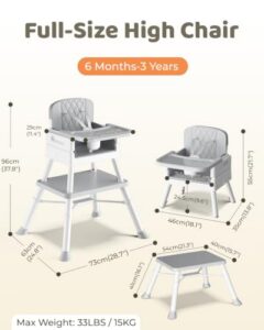 6-in-1 Convertible Baby High Chair for Babies and Toddlers