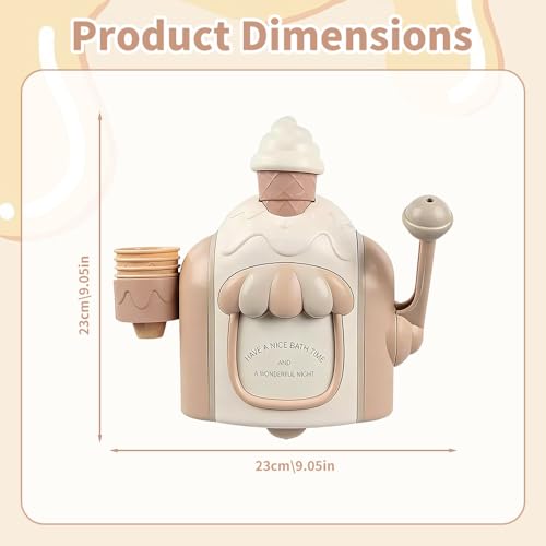 Khaki Ice Cream Foam Maker for Tub Shower | Ice Cream Bath Toy for Kid with Suction Cup Base