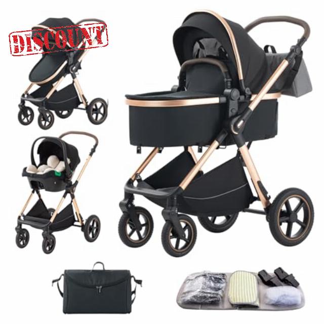 BEBBY Stroller 3-in-1 Baby 3 in 1 with Seat with Foldable Aluminium Frame