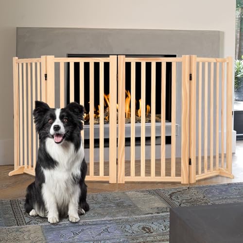 4-Panel Folding Pet Barrier with Non-Slip Feet