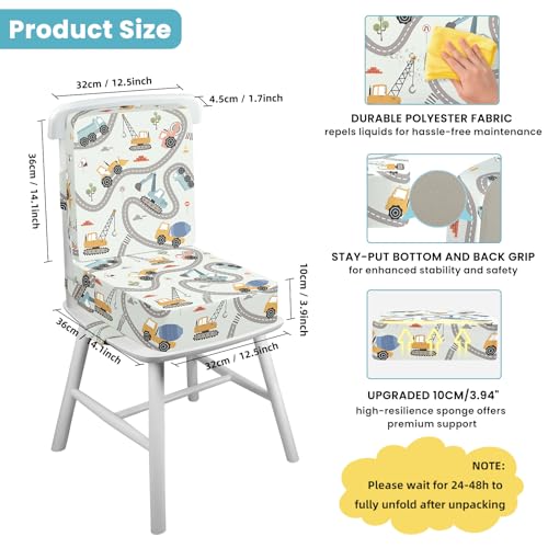 10cm Thick Kids Booster Cushion with Adjustable Safety Straps & Non-Slip Bottom for Boys