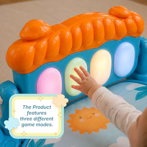 Blue Play Gym with Musical Kick Piano Floor Activity Gym & Sensory Toys