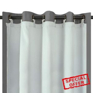 Melodieux Full Blackout Lining for Eyelet Curtains -3 Pass Thermal Linings with Hooks (White