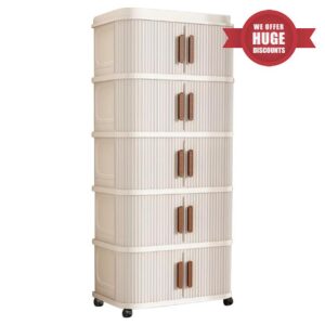 Portable Wardrobe 5-Tier with Lockable Wheels
