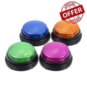 Recordable Talking Button Sound Button Answer Buzzer Game Buzzer Voice Recording 4 Pack 30 Seconds LED Light 4 Colors Easy to Carry with Record Function for Pare