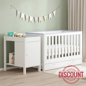 LSLIFE Baby Cot Bed with Cabinet