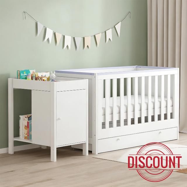 LSLIFE Baby Cot Bed with Cabinet