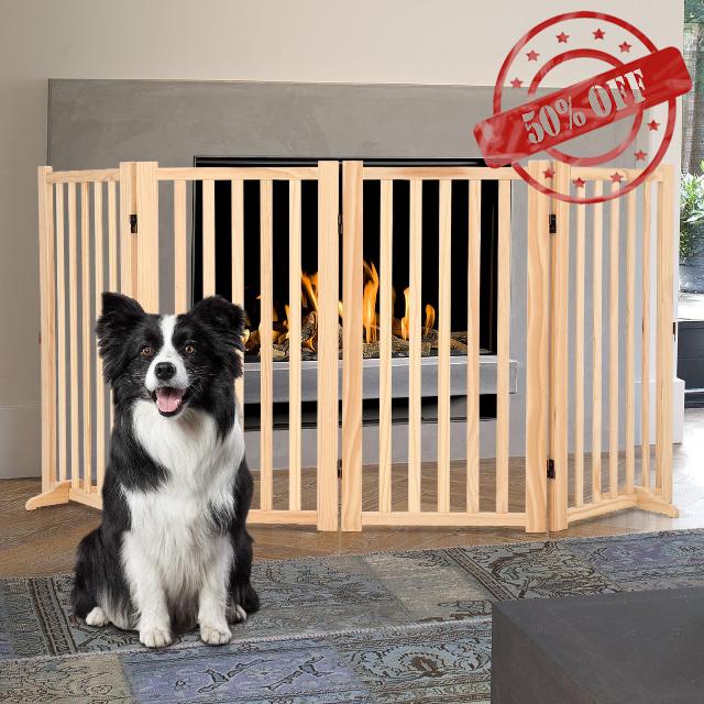 Freestanding Wooden Dog Gate