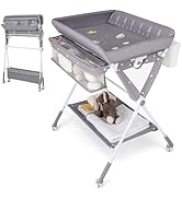 Maxmass Baby Changing Table, Folding Infant Diaper Changing Station with Wheels, Shelf and Storag...