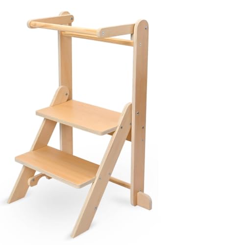 Foldable Adjustable Toddler Step Stool with Safety Guardrail & Handrail
