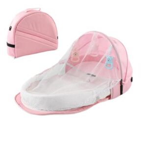 Breathable Foldable Babys Cot Changing Bag Linen Cotton Bionic for Park Camping Indoor Outdoor 95x40x45cm