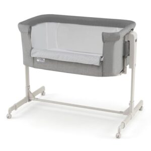 Height-Adjustable Bassinet Crib (Grey) | Bedside Crib with 4 Castors