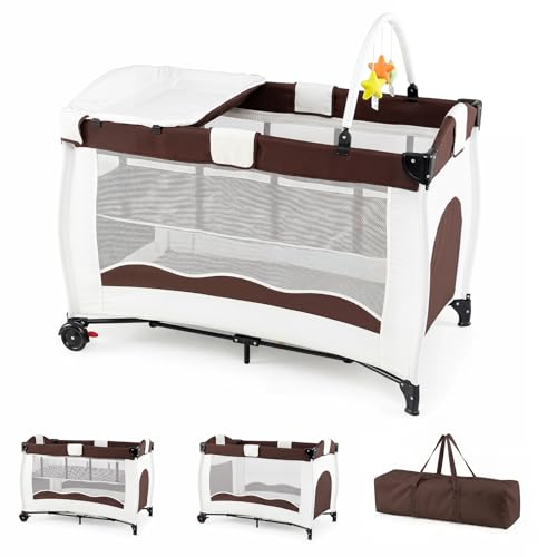 Portable Baby Crib Bassinet with Diaper Changing Table