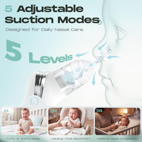 Upgraded 5 Suction Levels Baby Nose Sucke