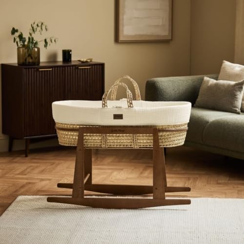 Ecru Newborn Baby Bassinet with Natural Mattress