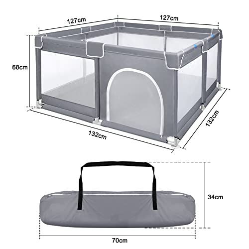 127 x 127 x 68cm Sturdy Infant Activity Center with Breathable Mesh and Rings Toddlers' Safety Playground with Non-Slip Base