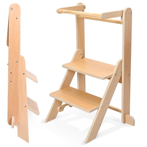 1-3 Years Old Montessori Learning Children Observation Tower Natural Wood Kitchen Aid (50kg Capacity)