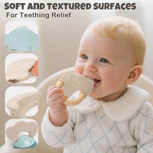 Baby Essentials for Newborn Toys Rattle Teething Toys Sensory for Baby with Storage Box (10pcs)